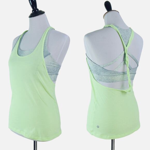 Lululemon Size 4 Twist & Toil Tank Top 2 in 1 Mint Citrus *as is* - Picture 1 of 10